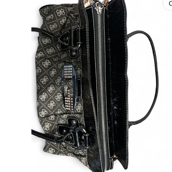 Guess Black and Grey Shoulder Bag with Monogram Design - Picture 3 of 8